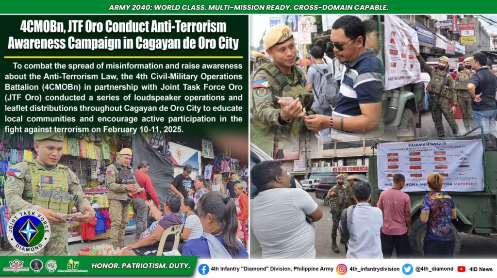 4CMOBn, JTF Oro Conduct Anti-Terrorism Awareness Campaign in Cagayan de Oro City